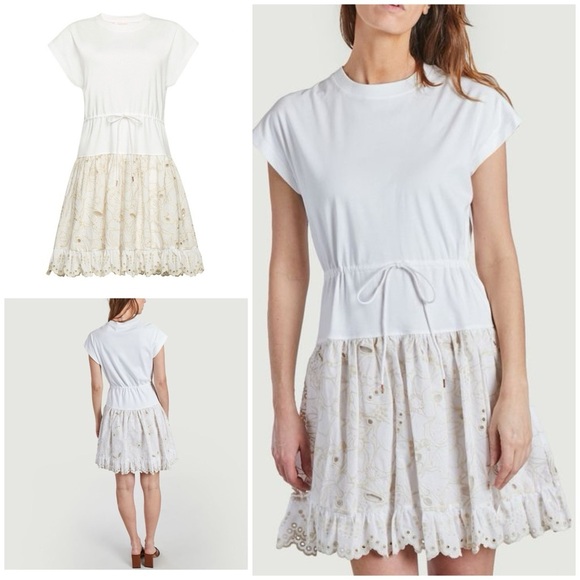 See By Chloe Dresses & Skirts - See By Chloe Broderie Anglaise T-shirt Embroidered Floral Eyelet shirt Dress M